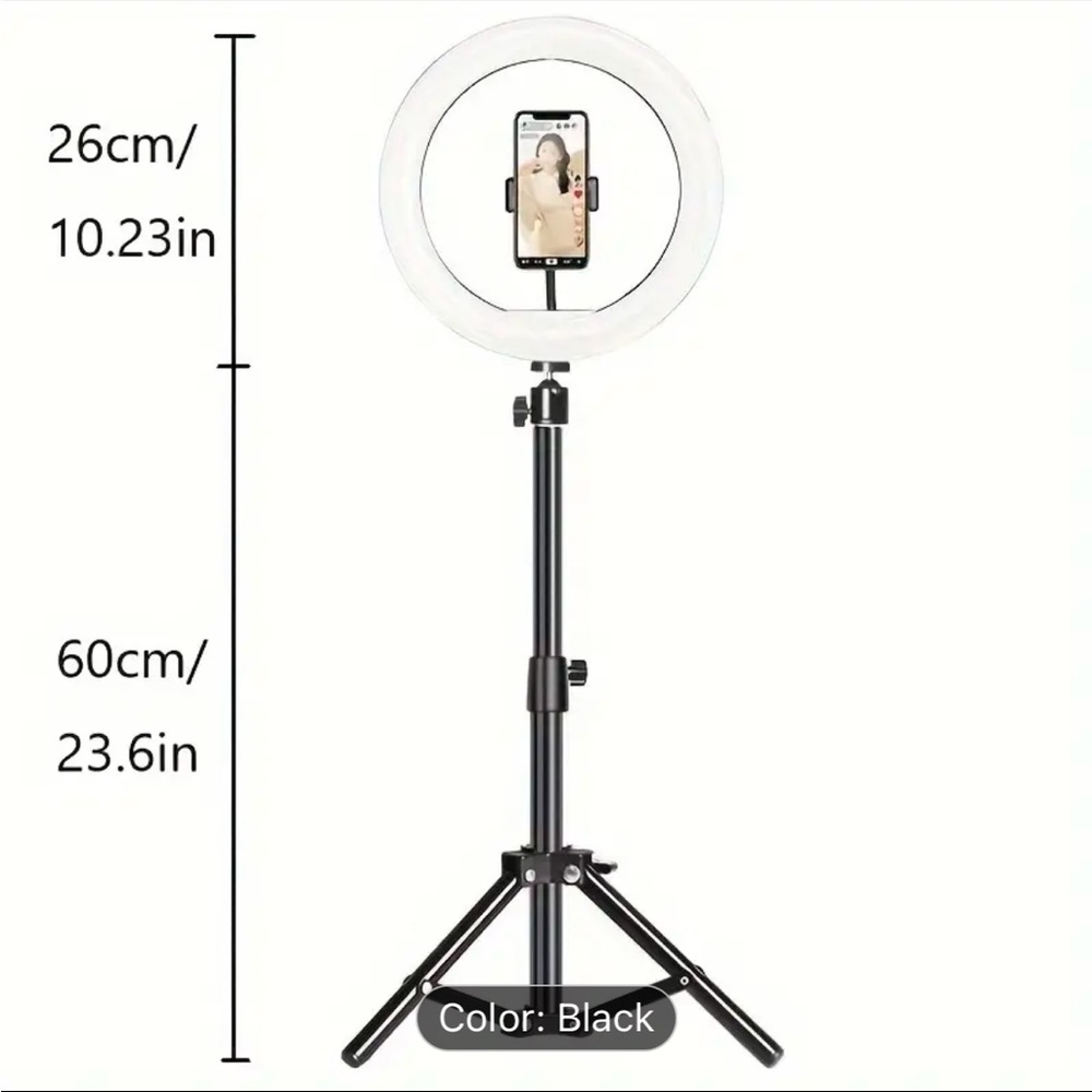 Black Ring Light with Tripod Stand all purchases come with cosmetic bag over $30
